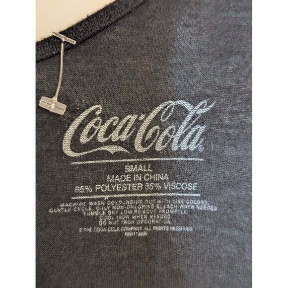 Coca-Cola Black Asymmetrical T-Shirt With Polar Bear & Logo Graphic S - Picture 3 of 4